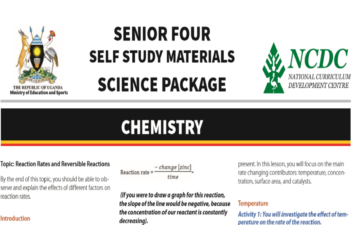 MINISTRY OF EDUCATION AND SPORTS/NCDC, SENIOR FOUR SELF STUDY MATERIALS SCIENCE PACKAGE 1